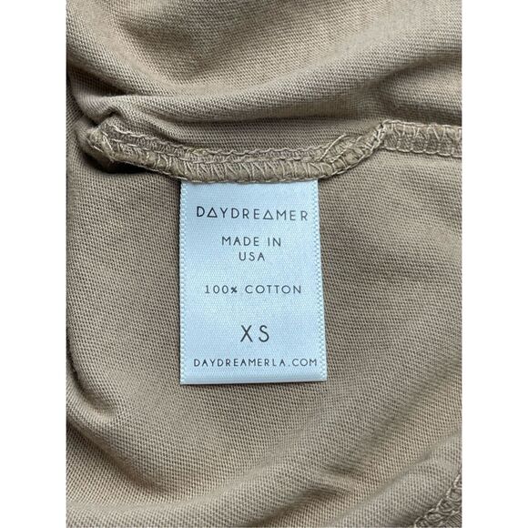 New! Daydreamer Women's Peace Sun Boxy Short Sleeve Crop Tee Taupe Tan XS NWT - Picture 15 of 16